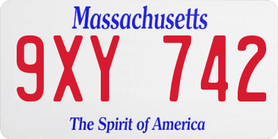 MA license plate 9XY742