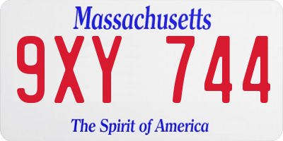 MA license plate 9XY744