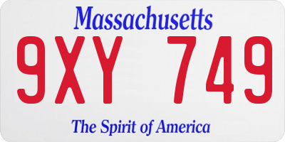 MA license plate 9XY749