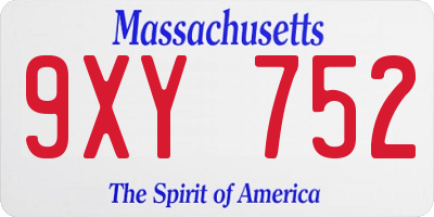 MA license plate 9XY752