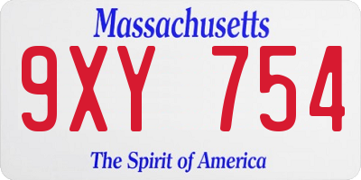 MA license plate 9XY754