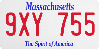 MA license plate 9XY755