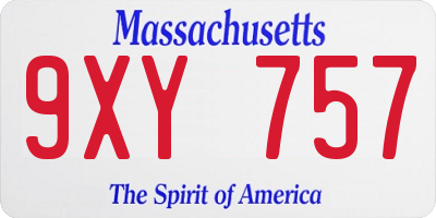MA license plate 9XY757