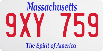 MA license plate 9XY759
