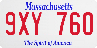 MA license plate 9XY760