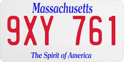 MA license plate 9XY761