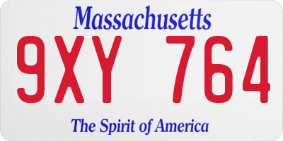 MA license plate 9XY764