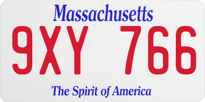 MA license plate 9XY766