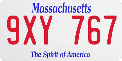 MA license plate 9XY767
