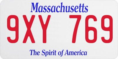 MA license plate 9XY769