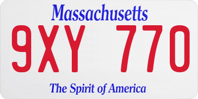 MA license plate 9XY770
