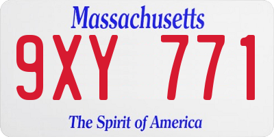 MA license plate 9XY771