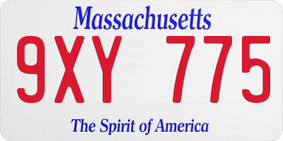 MA license plate 9XY775
