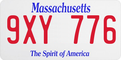 MA license plate 9XY776