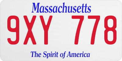 MA license plate 9XY778