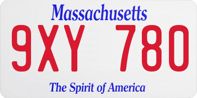 MA license plate 9XY780