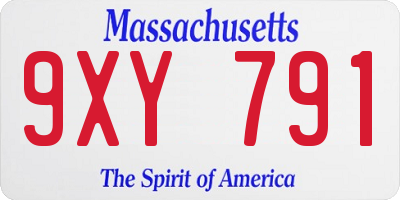 MA license plate 9XY791