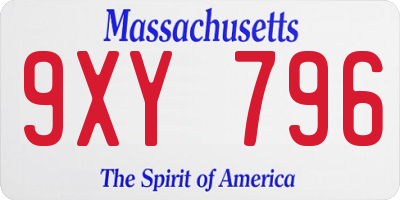 MA license plate 9XY796