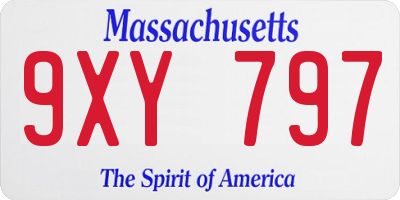 MA license plate 9XY797