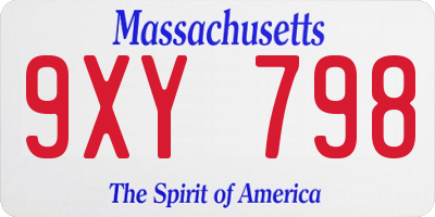 MA license plate 9XY798