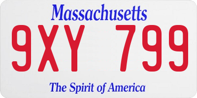 MA license plate 9XY799