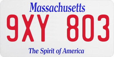 MA license plate 9XY803