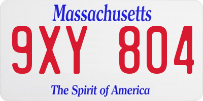 MA license plate 9XY804
