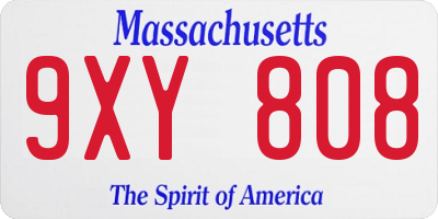 MA license plate 9XY808