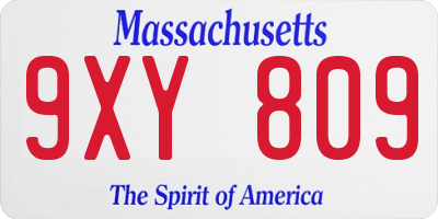MA license plate 9XY809