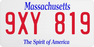 MA license plate 9XY819