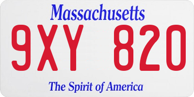 MA license plate 9XY820