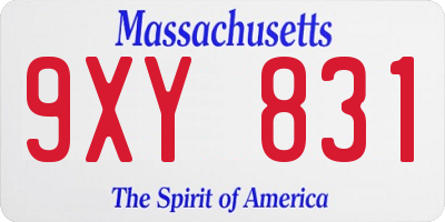 MA license plate 9XY831