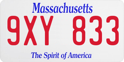 MA license plate 9XY833