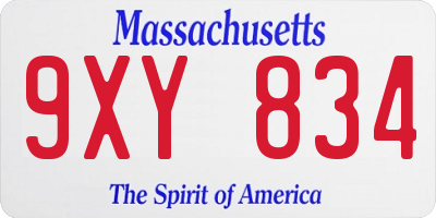 MA license plate 9XY834