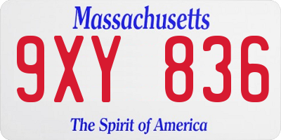 MA license plate 9XY836
