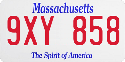 MA license plate 9XY858