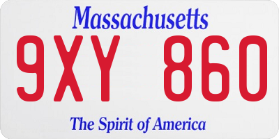 MA license plate 9XY860