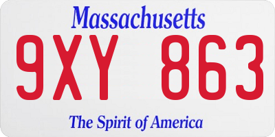 MA license plate 9XY863