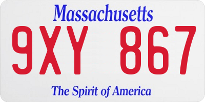 MA license plate 9XY867