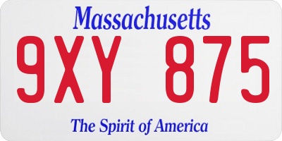 MA license plate 9XY875