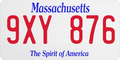 MA license plate 9XY876