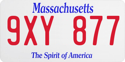MA license plate 9XY877