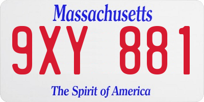 MA license plate 9XY881
