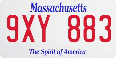 MA license plate 9XY883
