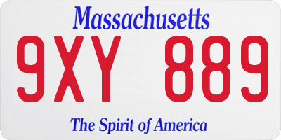 MA license plate 9XY889