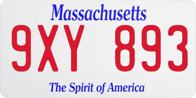 MA license plate 9XY893