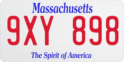 MA license plate 9XY898