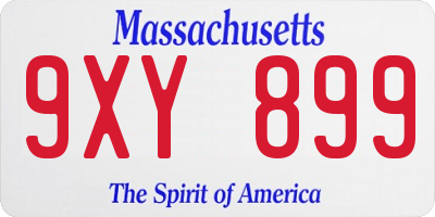 MA license plate 9XY899
