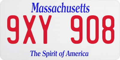 MA license plate 9XY908
