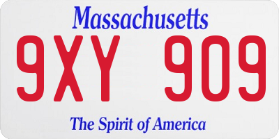 MA license plate 9XY909